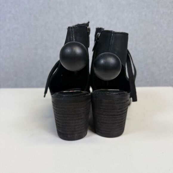 Sam Edelman Women's Size 10 Black Leather Brocade Caged Open Toe Heels Boots - Picture 4 of 8